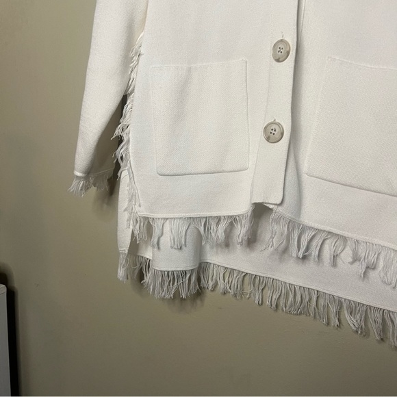 Repeat Size XS Cotton Blend Cardigan Fringe Ivory - Picture 6 of 13